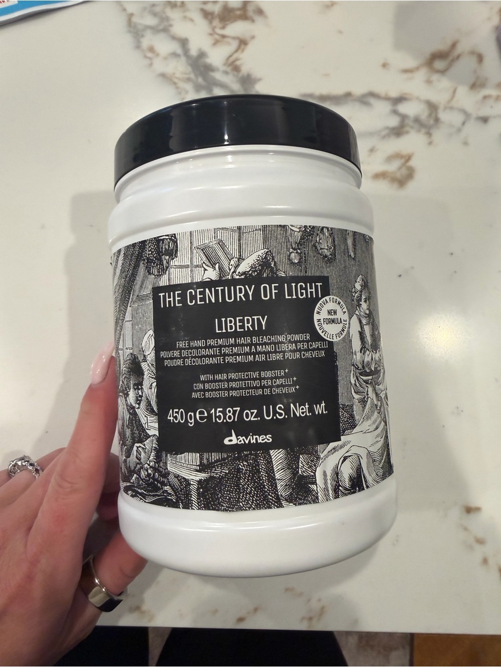 Davines Liberty Hair Bleaching Powder in White with Black Lid